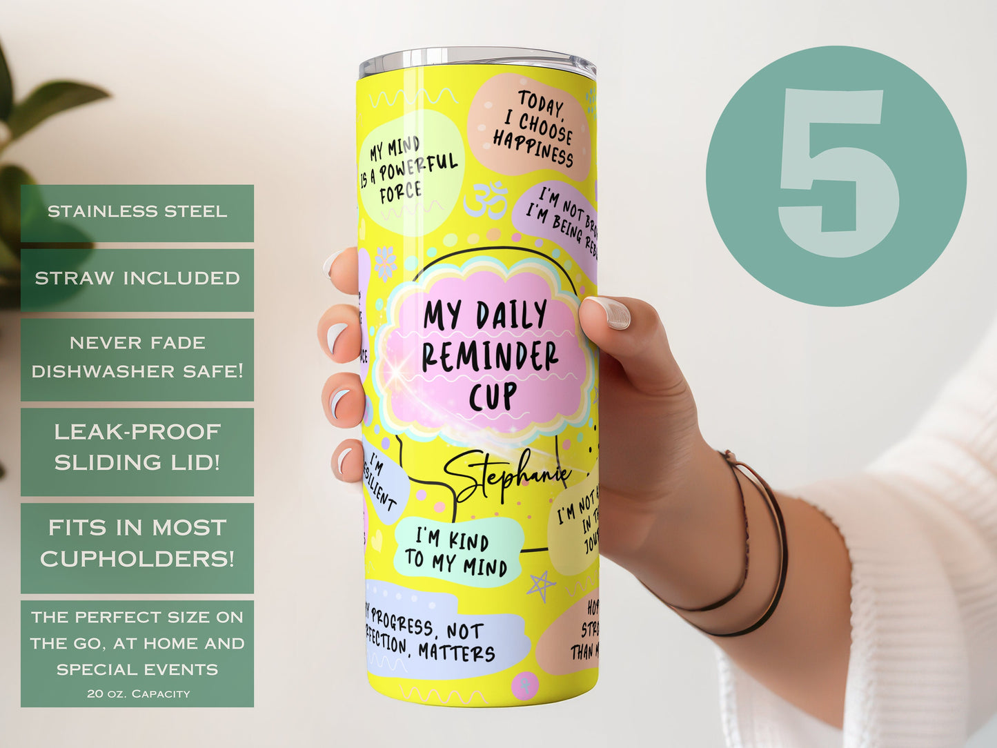 Custom Daily Reminder Tumbler - Inspirational Affirmation Cup for Motivation & Positivity