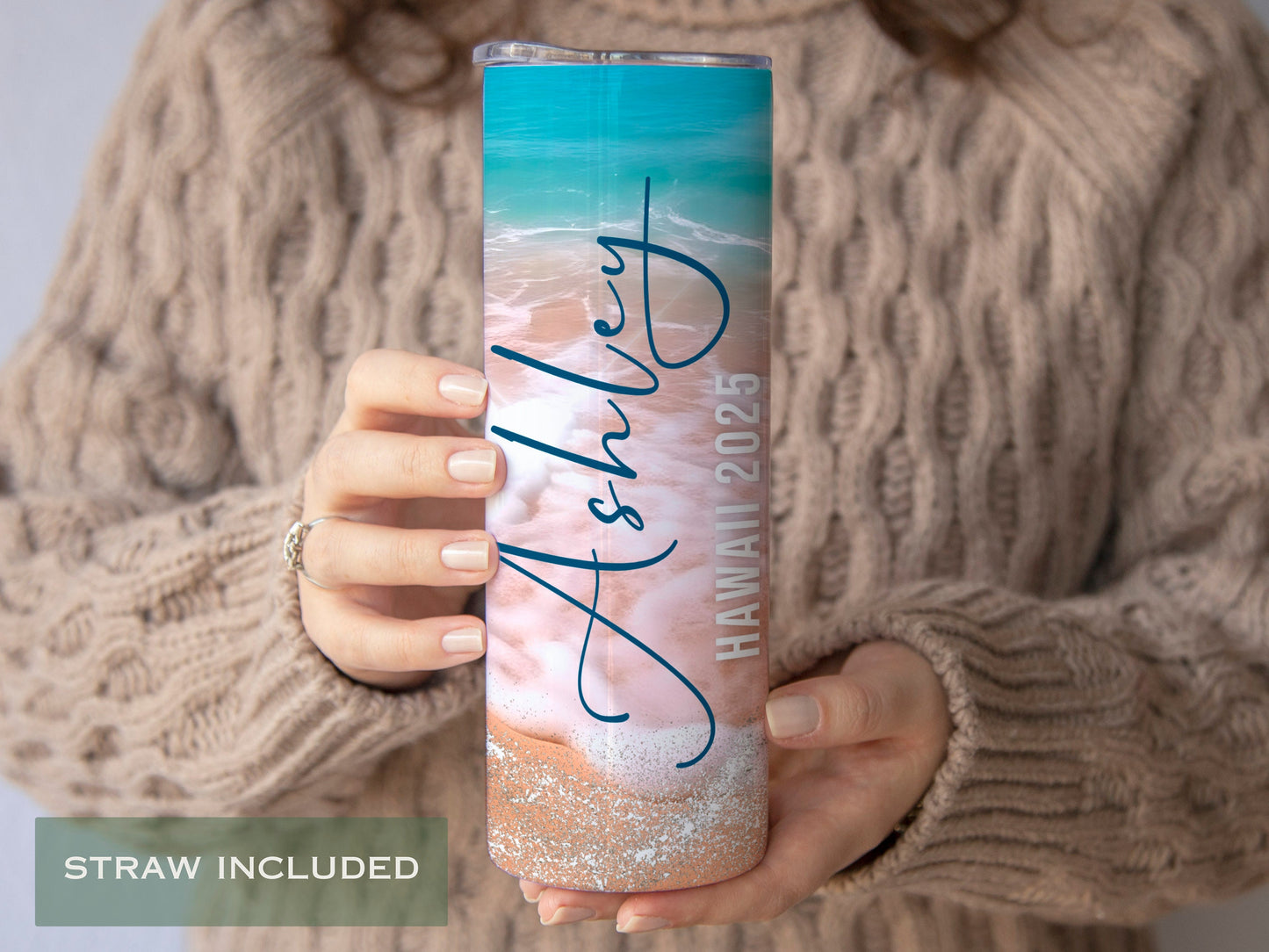 Personalized Beach Tumbler - Custom Drinkware for Family Vacations or Bachelorette Trips