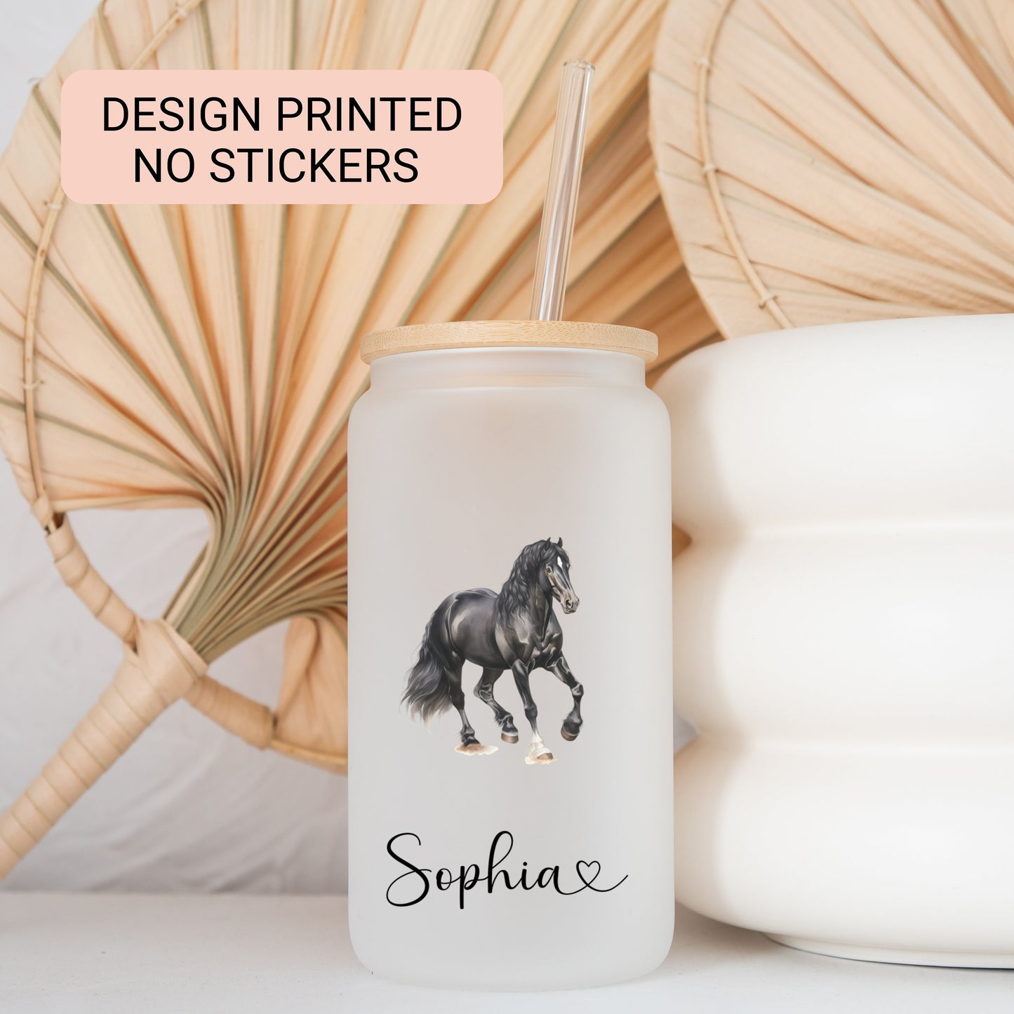 Personalized Frosted Horse Tumbler - Custom Iced Coffee Cup for Equine Lovers