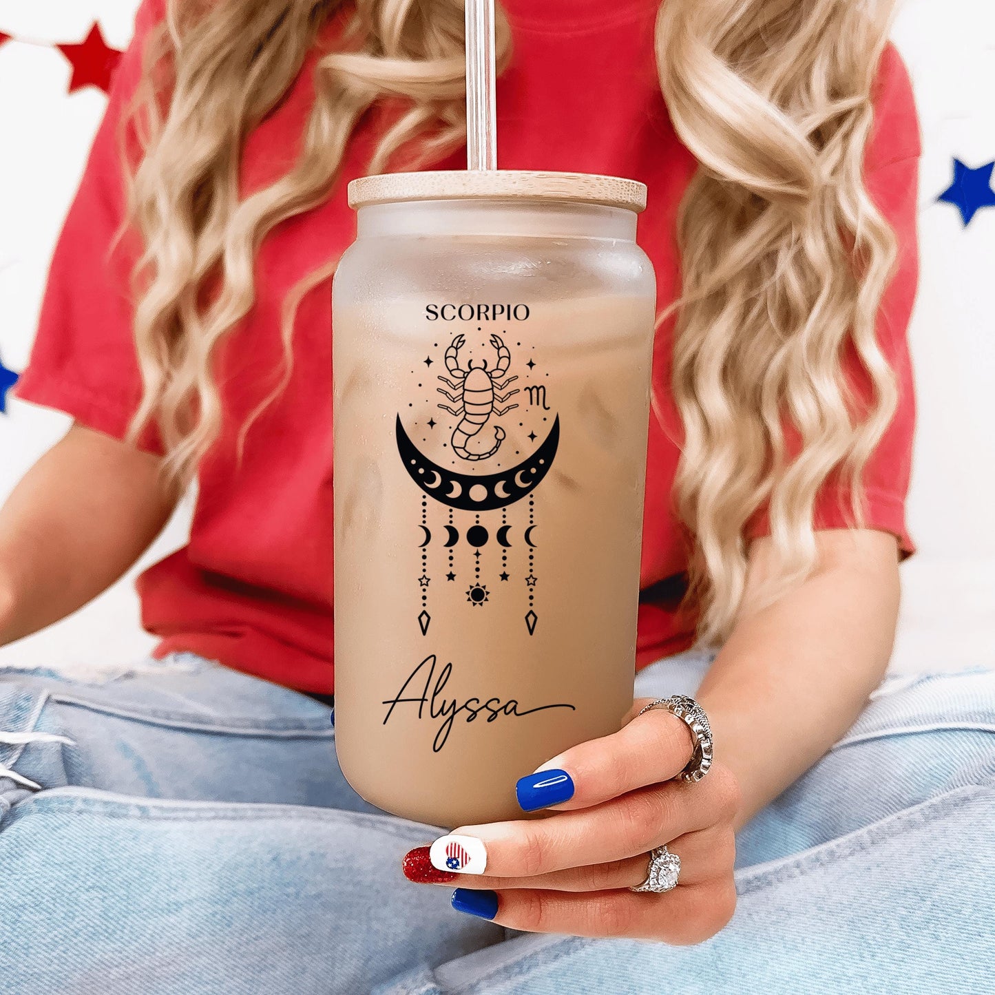 Custom horoscope iced coffee cup designed for astrology lovers ideal for everyday use or as a trendy zodiac girl gift