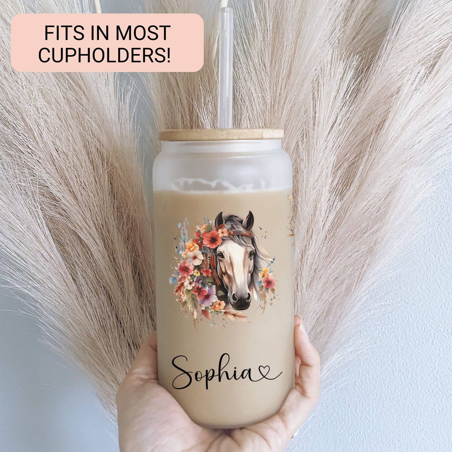 Personalized Frosted Horse Tumbler - Custom Iced Coffee Cup for Horse Lovers