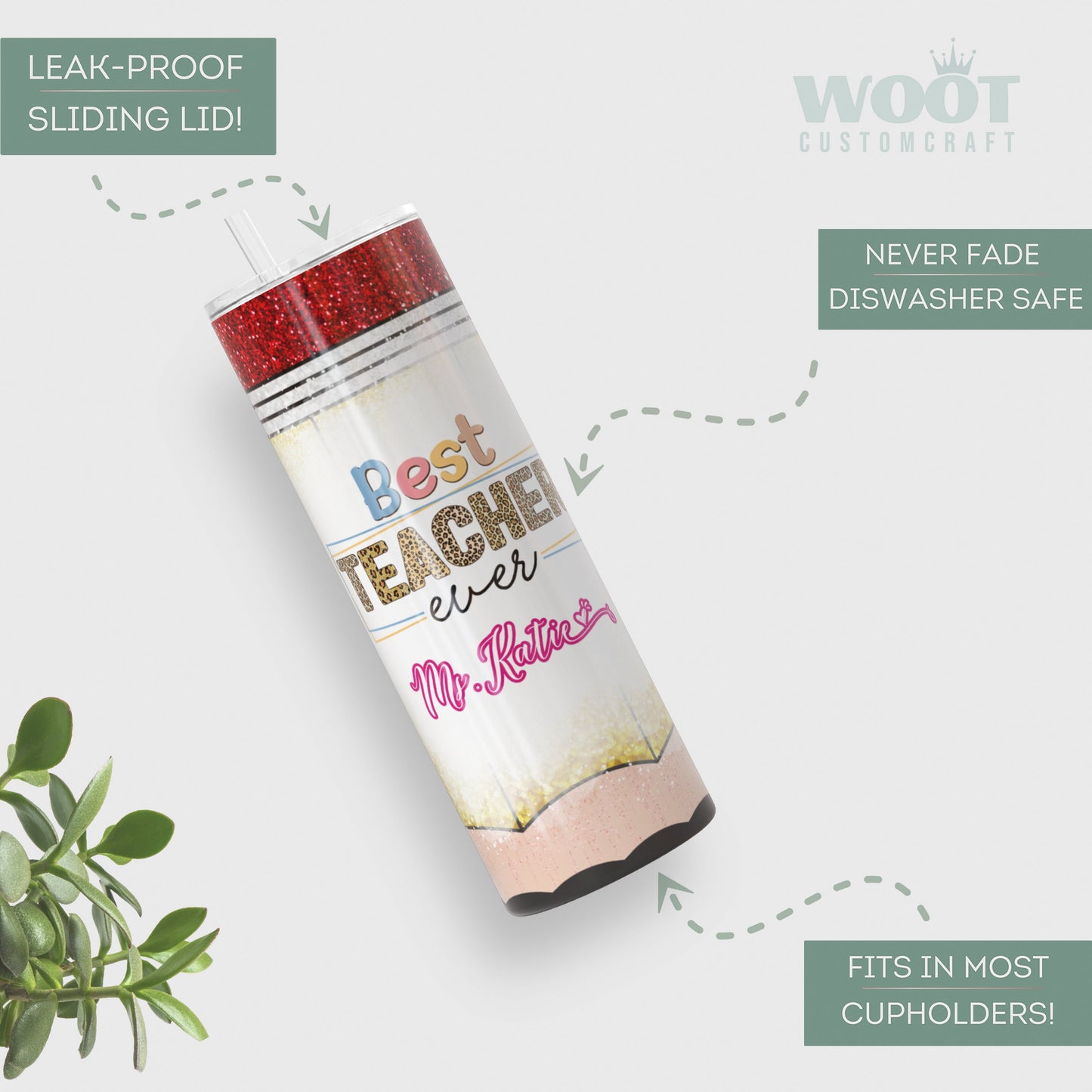 Personalized Best Teacher Tumbler - Custom Teacher Appreciation Gift