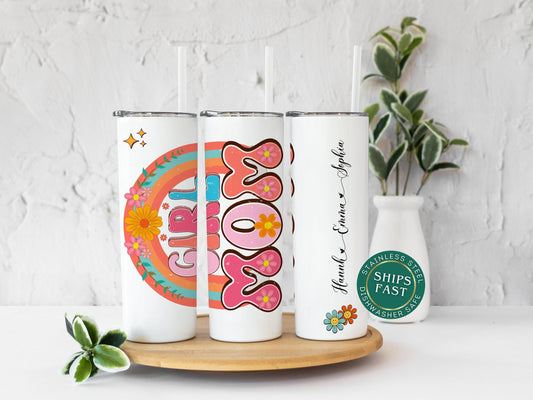 Personalized Mom and Girl Tumbler - Custom Retro-Style Gift for Moms & Daughters