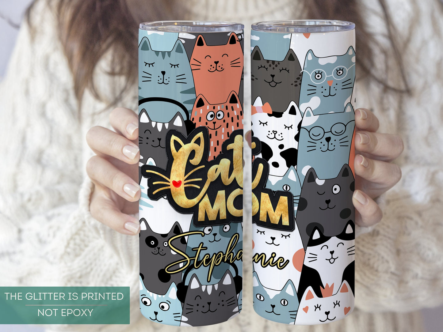 Personalized Cat Mom Tumbler - Custom Cat Mama Cup | Gift for Cat Lovers