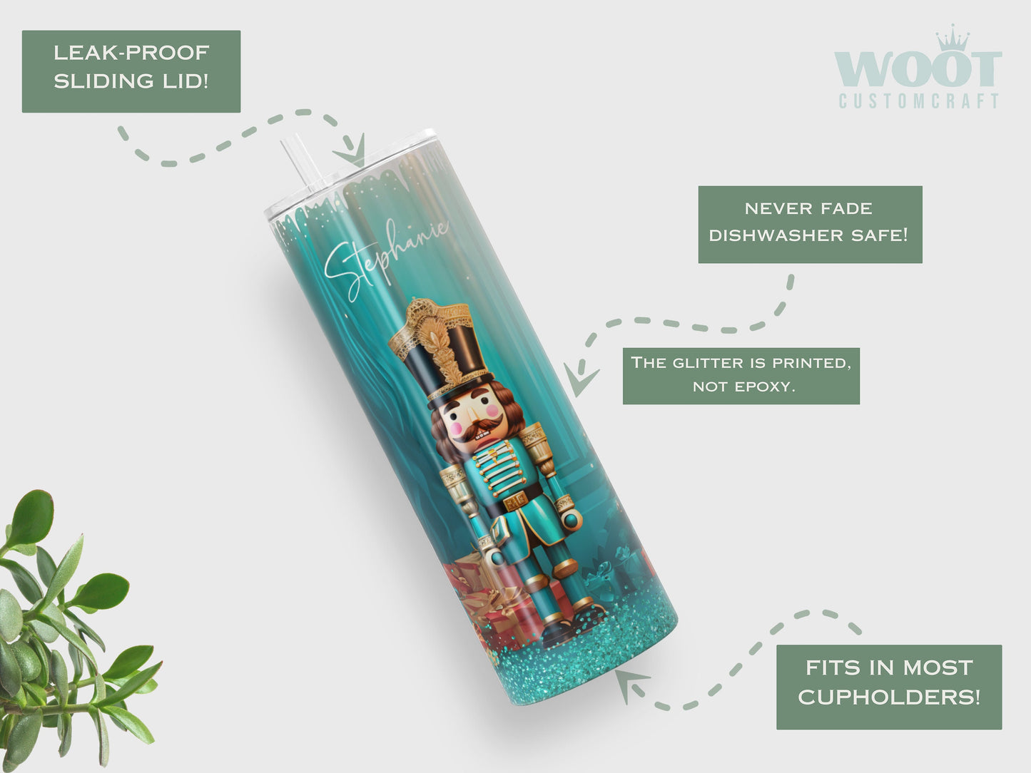 Personalized Nutcracker Tumbler - Christmas Gift Travel Cup with Nutcracker Design