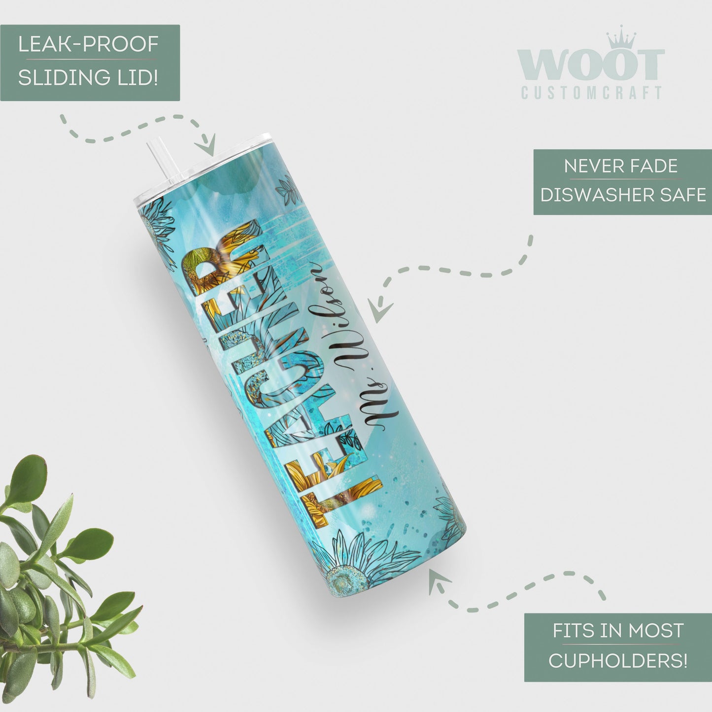 Customized Teacher Sunflower Tumbler - Gift for Teacher Appreciation and Back to School