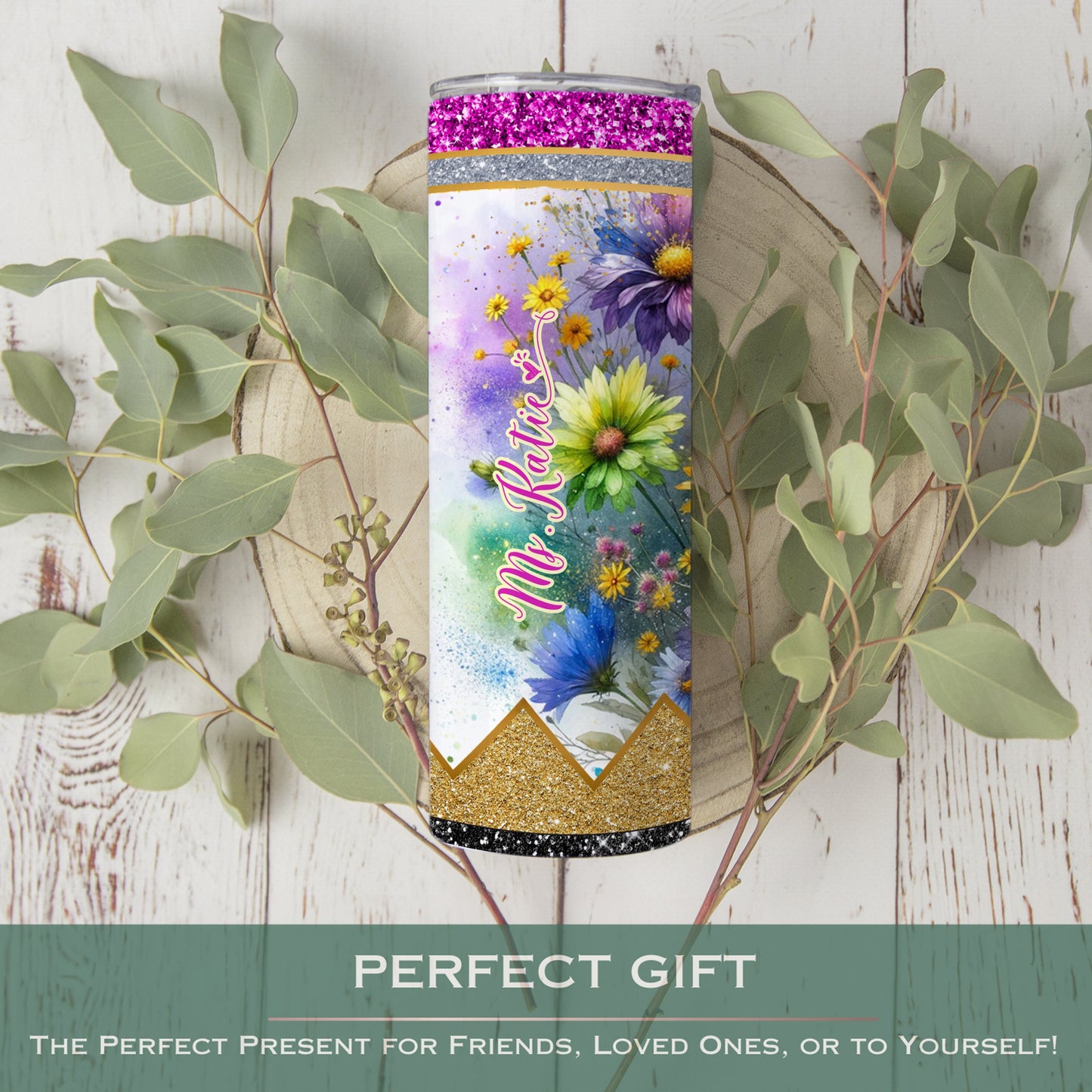 Personalized Teacher Tumbler with Daisy Design - Teacher Appreciation Gift for Back to School