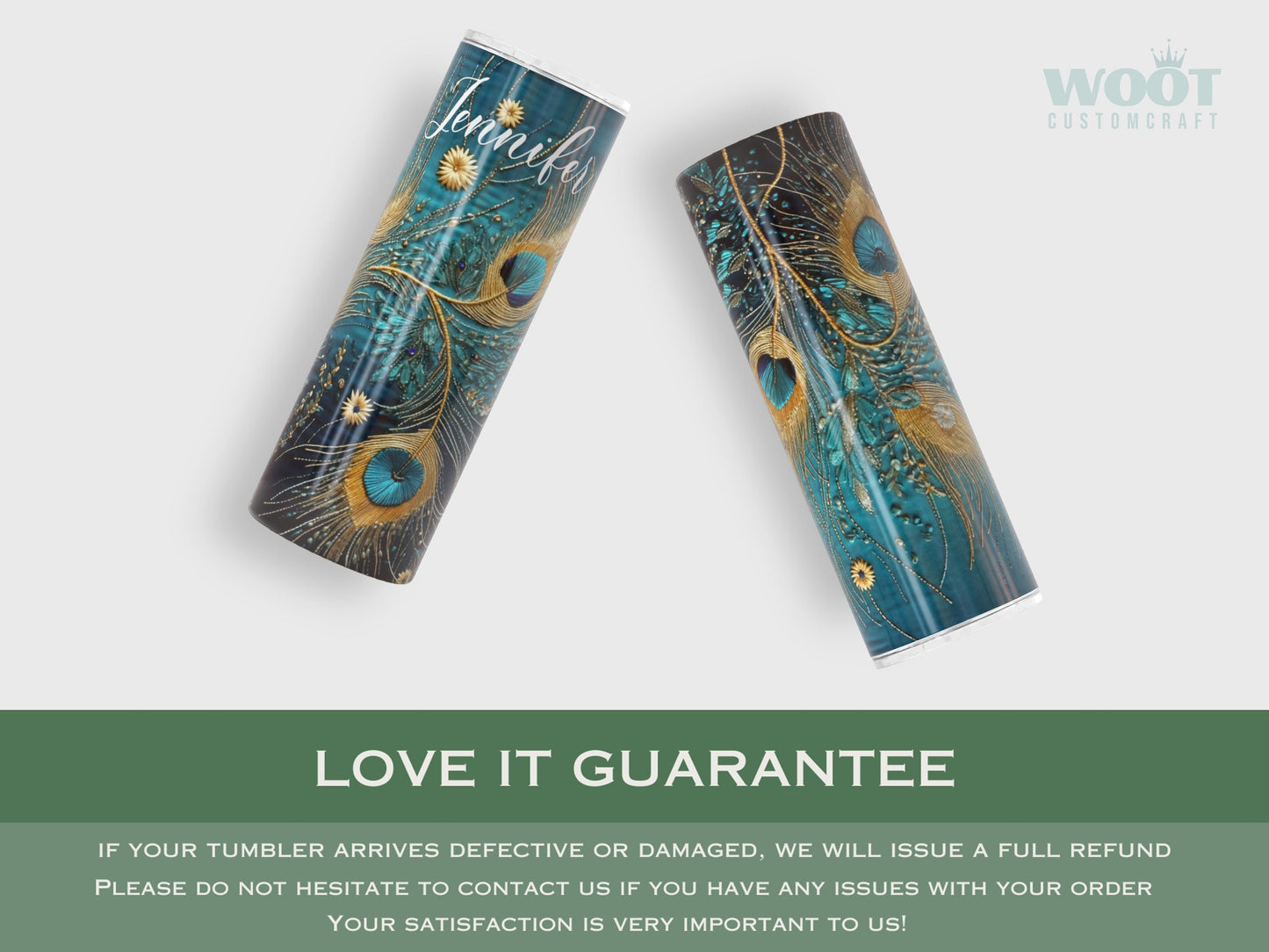 Personalized Peacock Tumbler - Custom Embroidered Travel Cup for Peacock Lovers