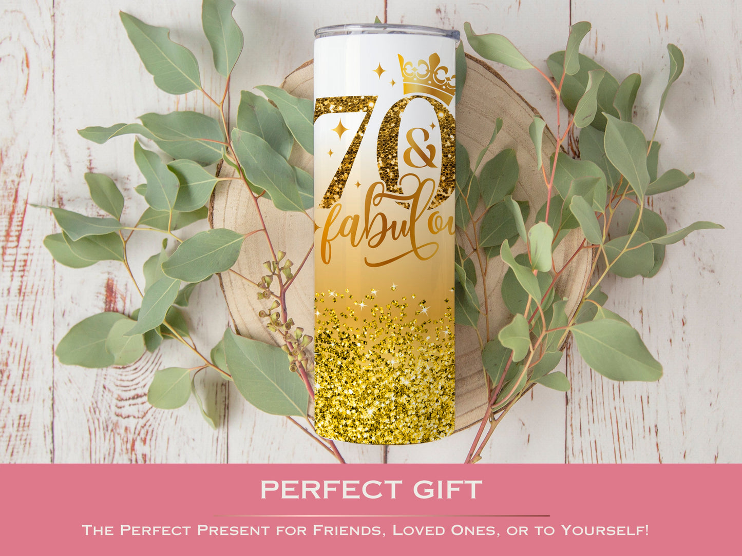 Personalized 70th Birthday Tumbler - 70 and Fabulous Gift for Her