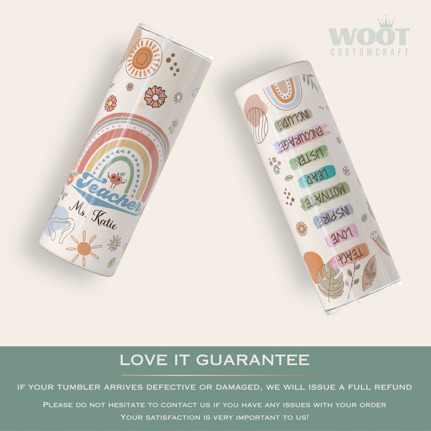 Personalized Retro Teacher Tumbler with Name - Thank You Gift for Teacher Appreciation