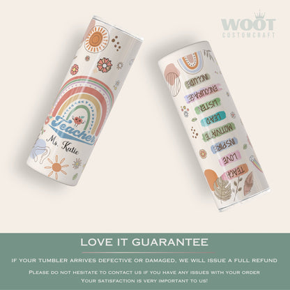 Personalized Retro Teacher Tumbler with Name - Thank You Gift for Teacher Appreciation