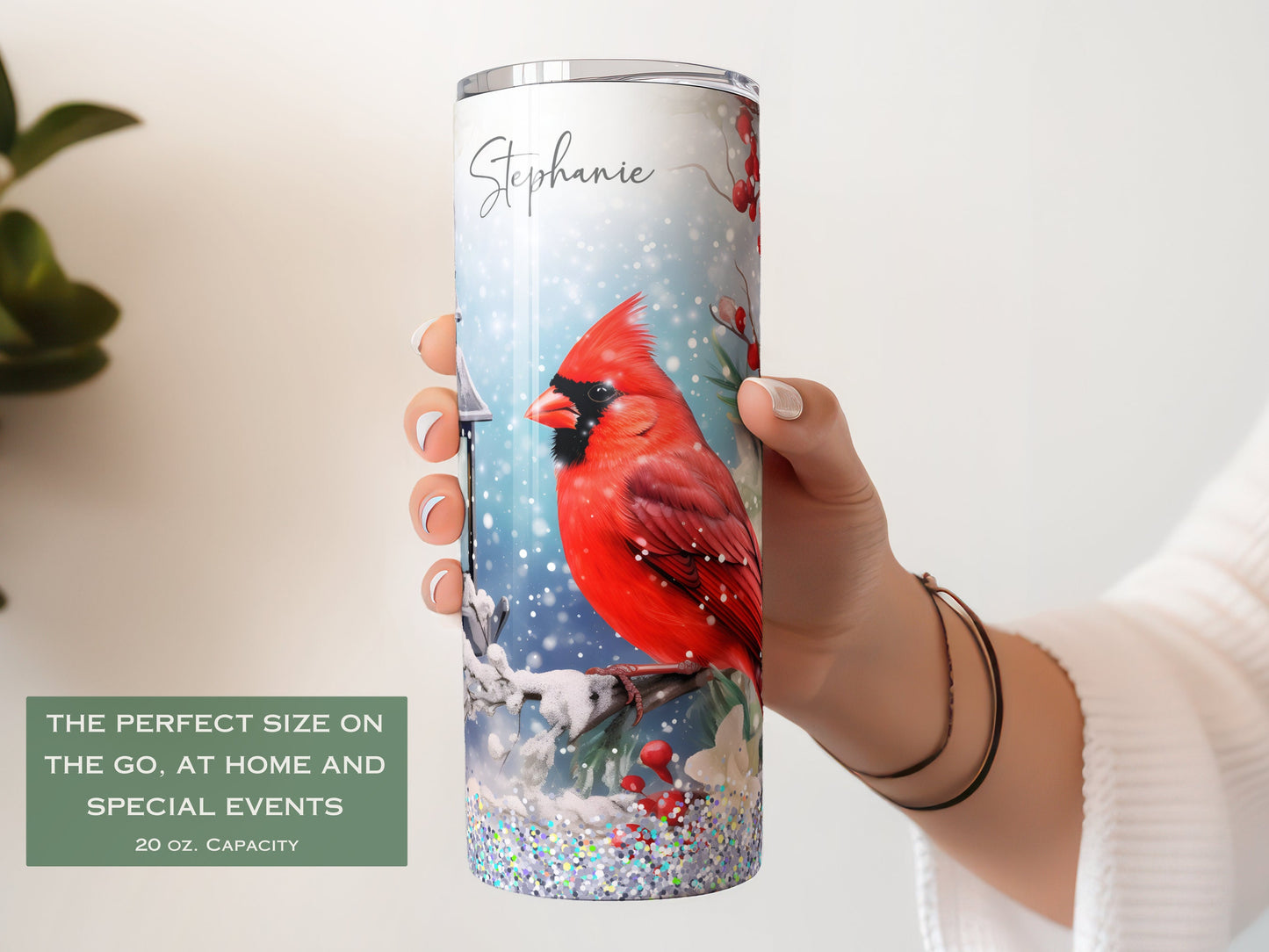 Personalized Cardinal Bird Tumbler - Gift for Cardinal Lovers and Winter
