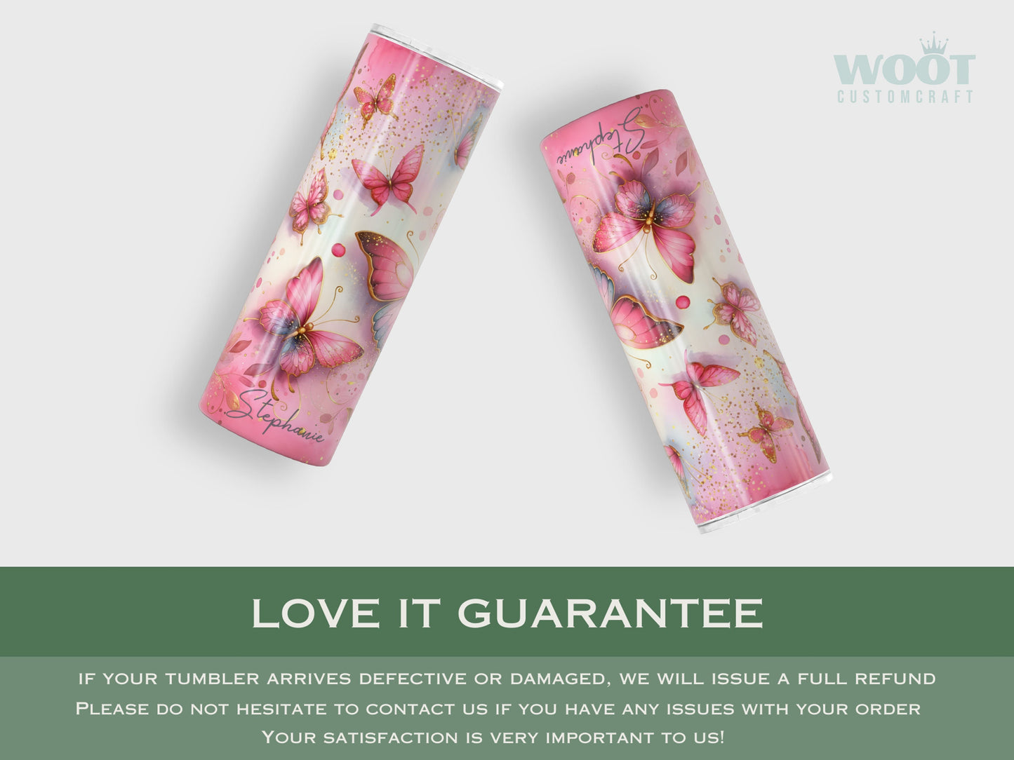 Personalized Pink Butterfly Tumbler - Gift for Butterfly Lovers and Women