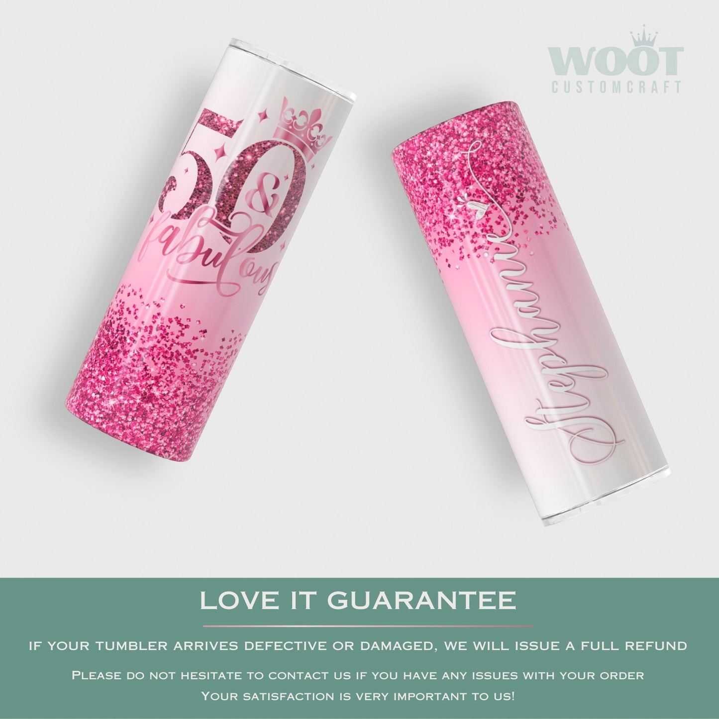 Personalized 50th Birthday Tumbler - Fifty and Fabulous Gift for Her