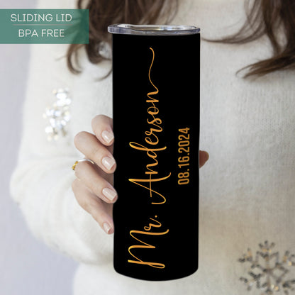 Personalized Mr & Mrs Wedding Tumbler Set - Custom Travel Cups for Newlyweds