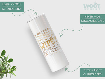 Personalized Wifey Tumbler - Custom Travel Cup Gift for Newlyweds
