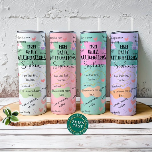 Personalized Mom Affirmation Tumbler - Daily Love Travel Mug Gift for Moms