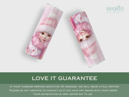 Personalized Pink Christmas Tumbler - Holiday Gift for Her or Girls