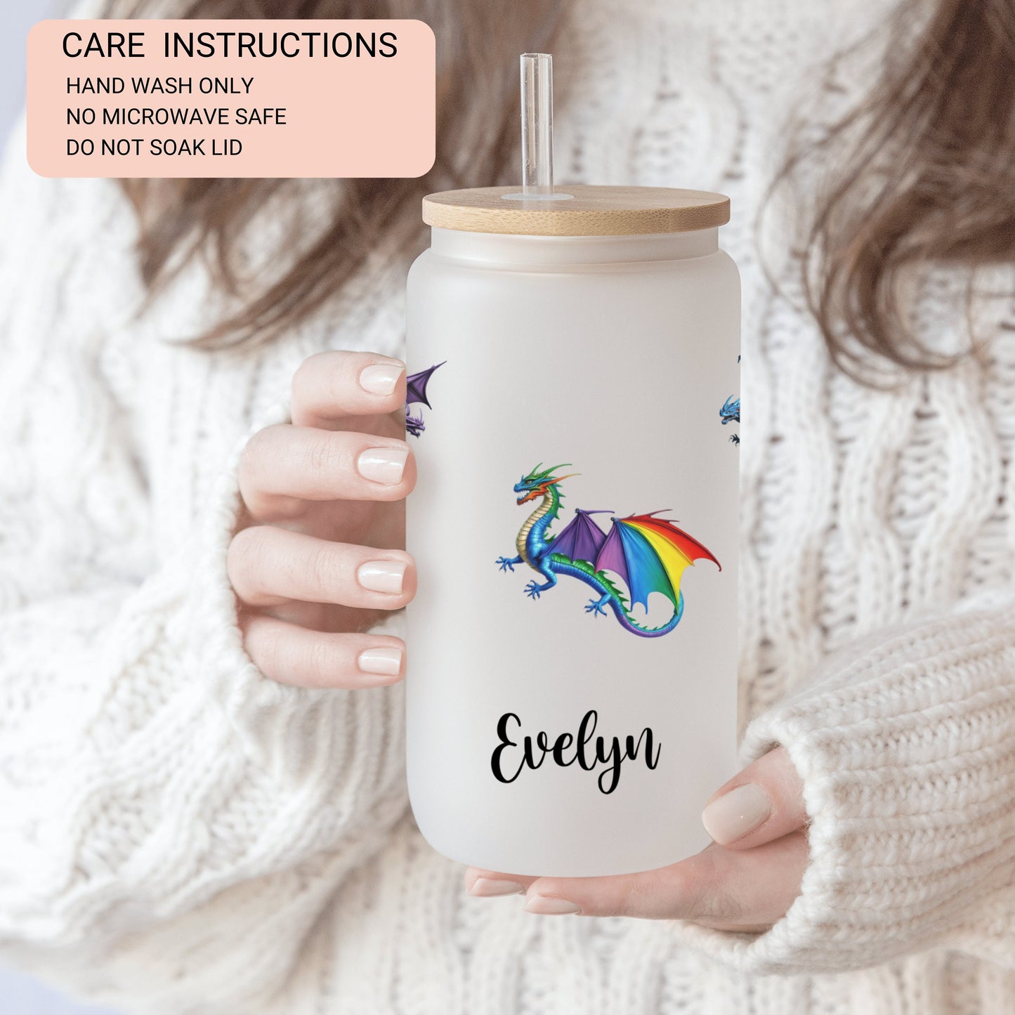Personalized Dragon Frosted Tumbler - Custom Coffee Cup for Dragon Lovers