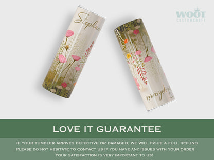 Floral Tumbler Personalized, Floral Tumbler Gift For Her, Floral Name Tumbler, Wildflower Tumbler Gift For Women, Custom Name Floral Tumbler