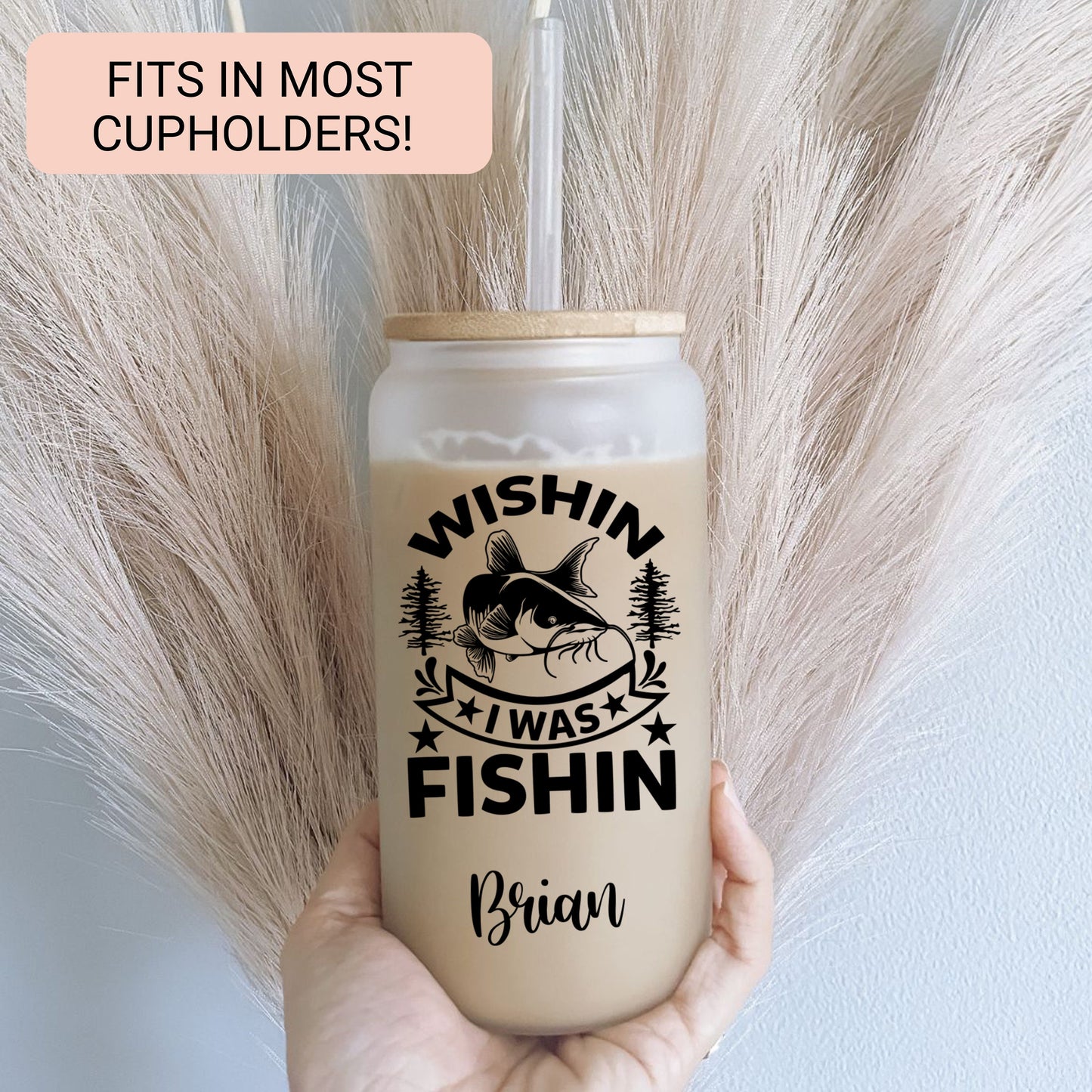 Personalized Fishing Frosted Tumbler - Don't Be a Dumb Bass Iced Coffee Cup