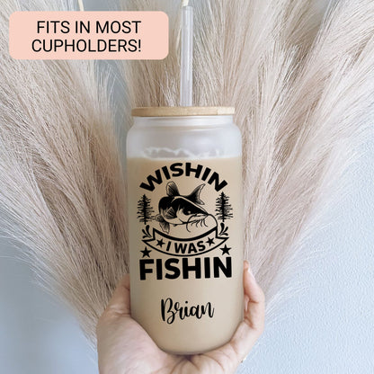 Personalized Fishing Frosted Tumbler - Don't Be a Dumb Bass Iced Coffee Cup