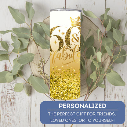 Personalized 60th Birthday Tumbler - Fabulous Sixty Travel Cup Gift for Her