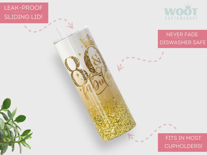 Personalized 80th Birthday Tumbler - Fabulous Gift for Her Custom Birthday Cup
