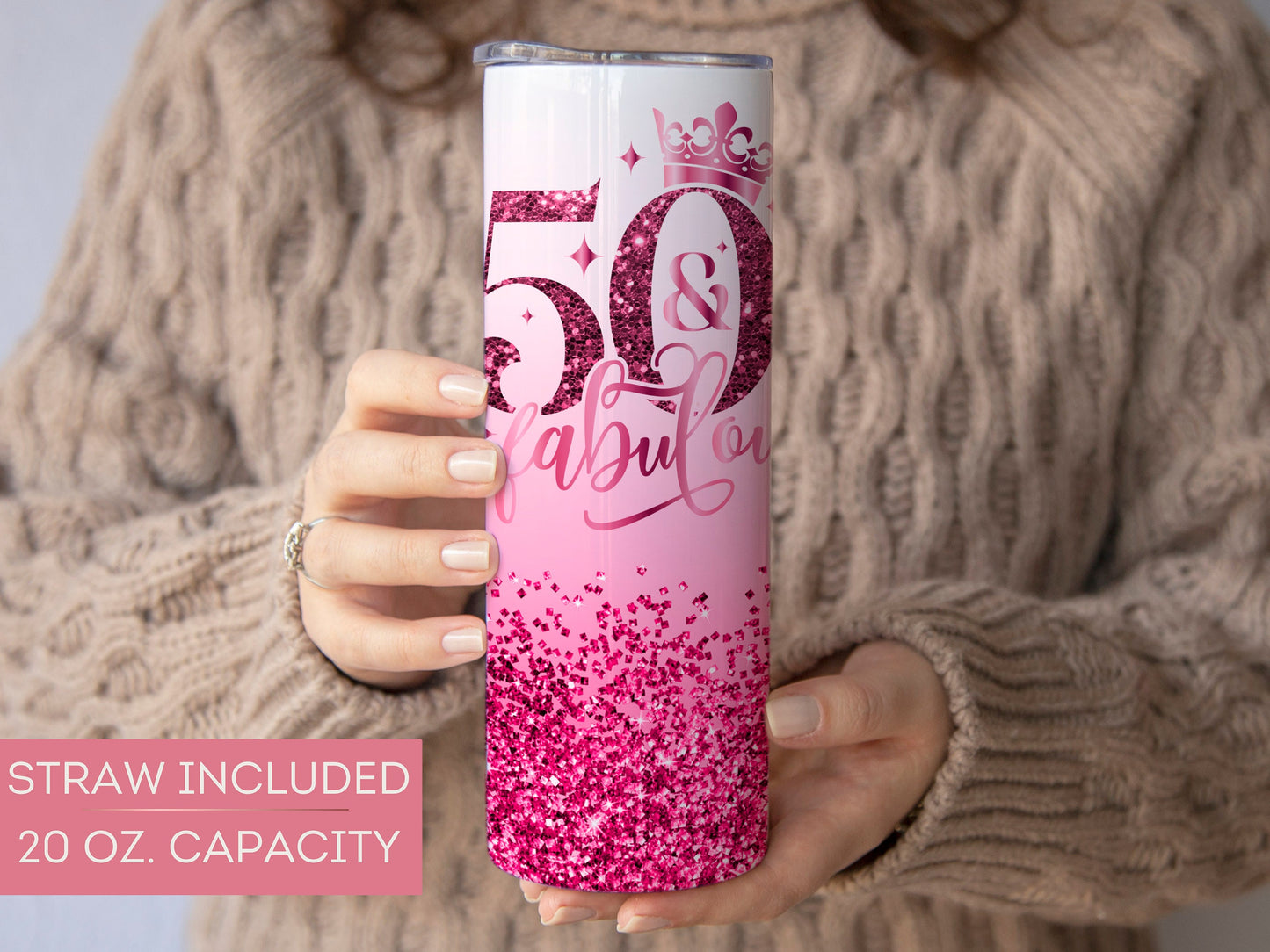 Personalized 50th Birthday Tumbler - Fabulous Gift Travel Cup for Her | Happy 50th Celebration