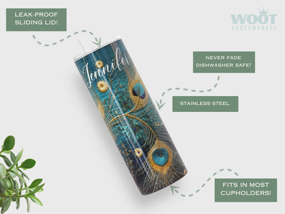 Personalized Peacock Travel Cup Embroidery Design