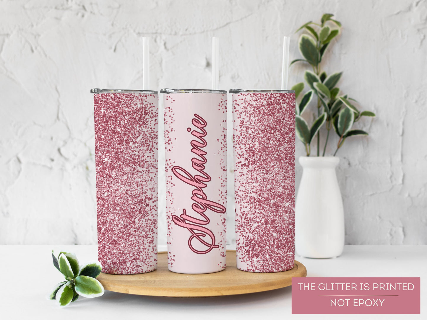 Rose Gold Ombre Glitter Tumbler - Sparkling Gift for Mom