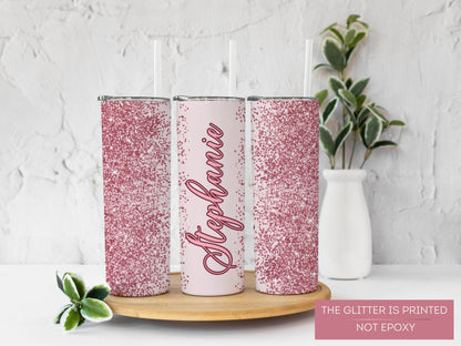 Rose Gold Ombre Glitter Tumbler - Sparkling Gift for Mom