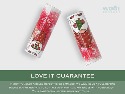 Personalized Christmas Gnome Tumbler - Snowflake Winter Gift for Her