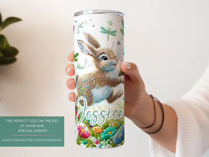 Personalized Rabbit Tumbler - Floral Gift for Rabbit Lovers and Easter