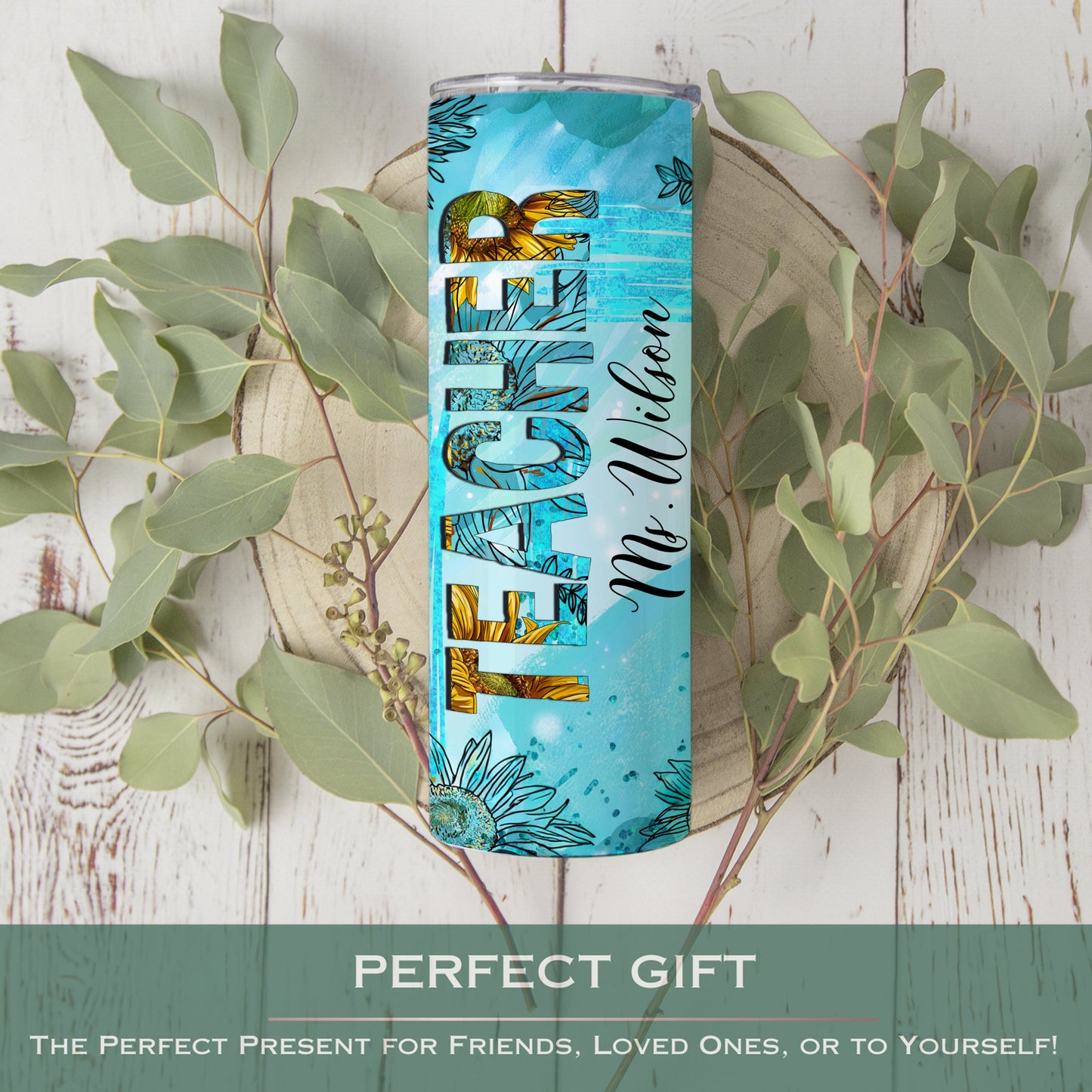Customized Teacher Sunflower Tumbler - Gift for Teacher Appreciation and Back to School