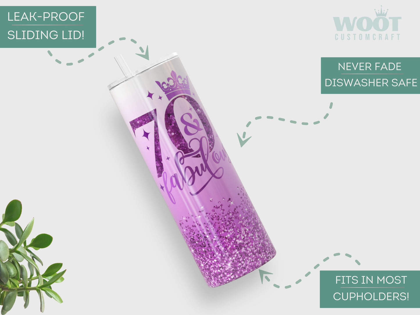 Personalized 70th Birthday Tumbler - Fabulous Custom Cup for Her