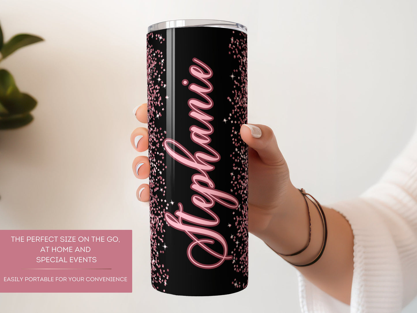 Rose Gold Ombre Glitter Tumbler - Sparkling Gift for Her or Mom