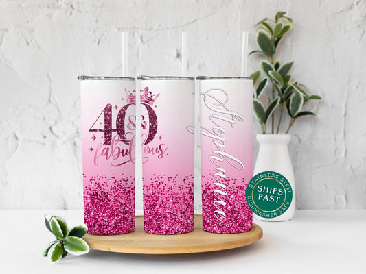 Personalized 40th Birthday Tumbler - Fabulous Gift Cup for Her | Happy 40th Celebration