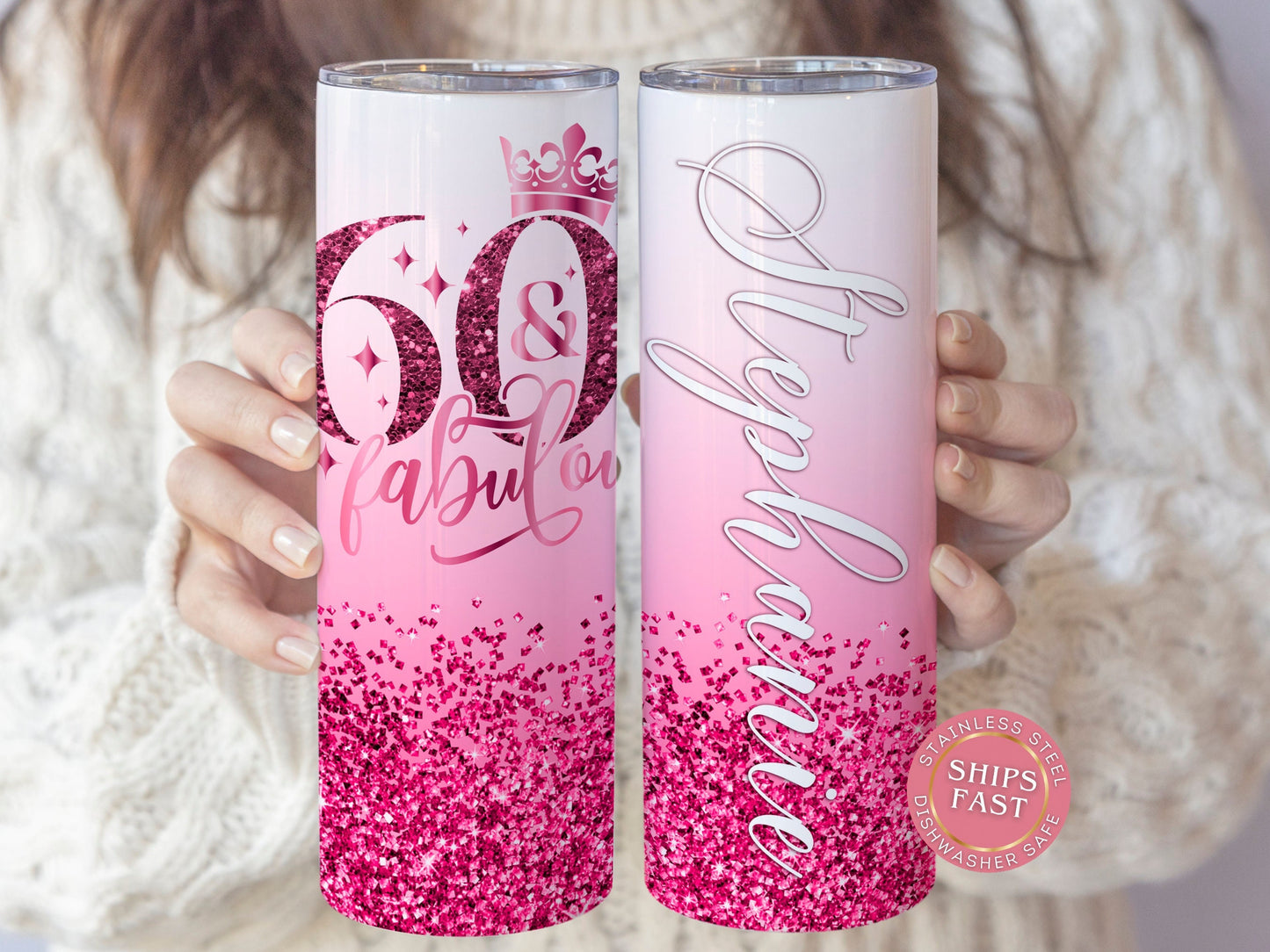 Personalized 60th Birthday Tumbler - Custom Happy 60th Gift for Her