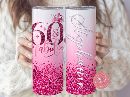 Personalized 60th Birthday Tumbler - Custom Happy 60th Gift for Her