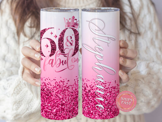 Personalized 60th Birthday Tumbler - Custom Happy 60th Gift for Her