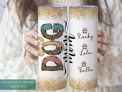 Personalized Dog Mom Travel Mug - Cheetah Print Tumbler for Dog Lovers