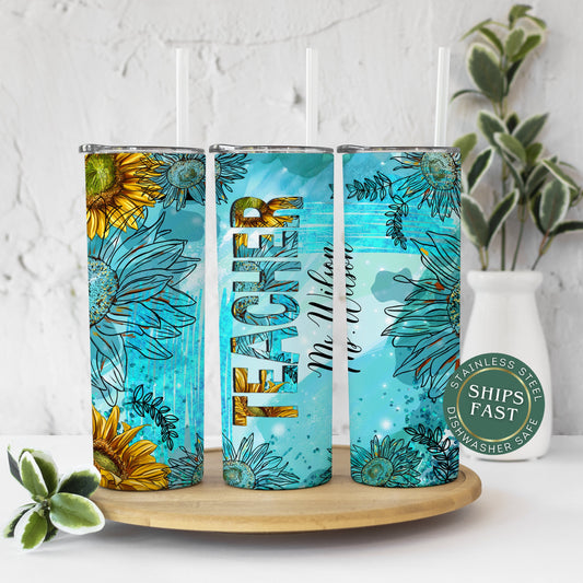 Custom Sunflower Teacher Tumbler - Back to School Appreciation Gift