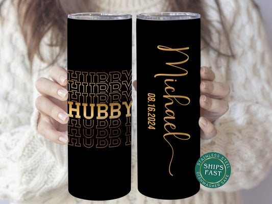 Personalized Hubby Tumbler - Custom Wedding Gift & Travel Cup for Him