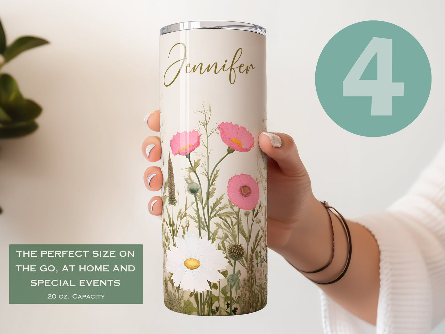 Floral Tumbler Personalized, Floral Tumbler Gift For Her, Floral Name Tumbler, Wildflower Tumbler Gift For Women, Custom Name Floral Tumbler