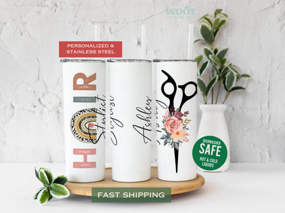 Personalized Rainbow Leopard Tumbler - Unique Gift for Hair Stylists and Grads