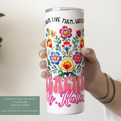 Personalized Wildflower Teacher Tumbler - Custom Floral Appreciation Gift