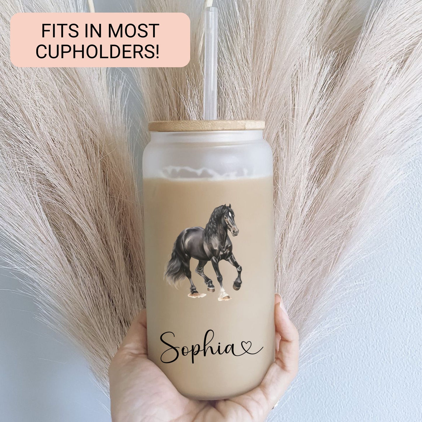 Personalized Frosted Horse Tumbler - Custom Iced Coffee Cup for Equine Lovers