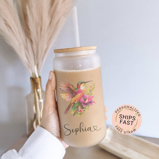 Hummingbird Cup Personalized Pink Bird Gift Idea Mom