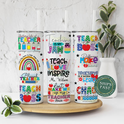 Personalized Teacher Tumbler - Inspirational Affirmation Gift for Educators